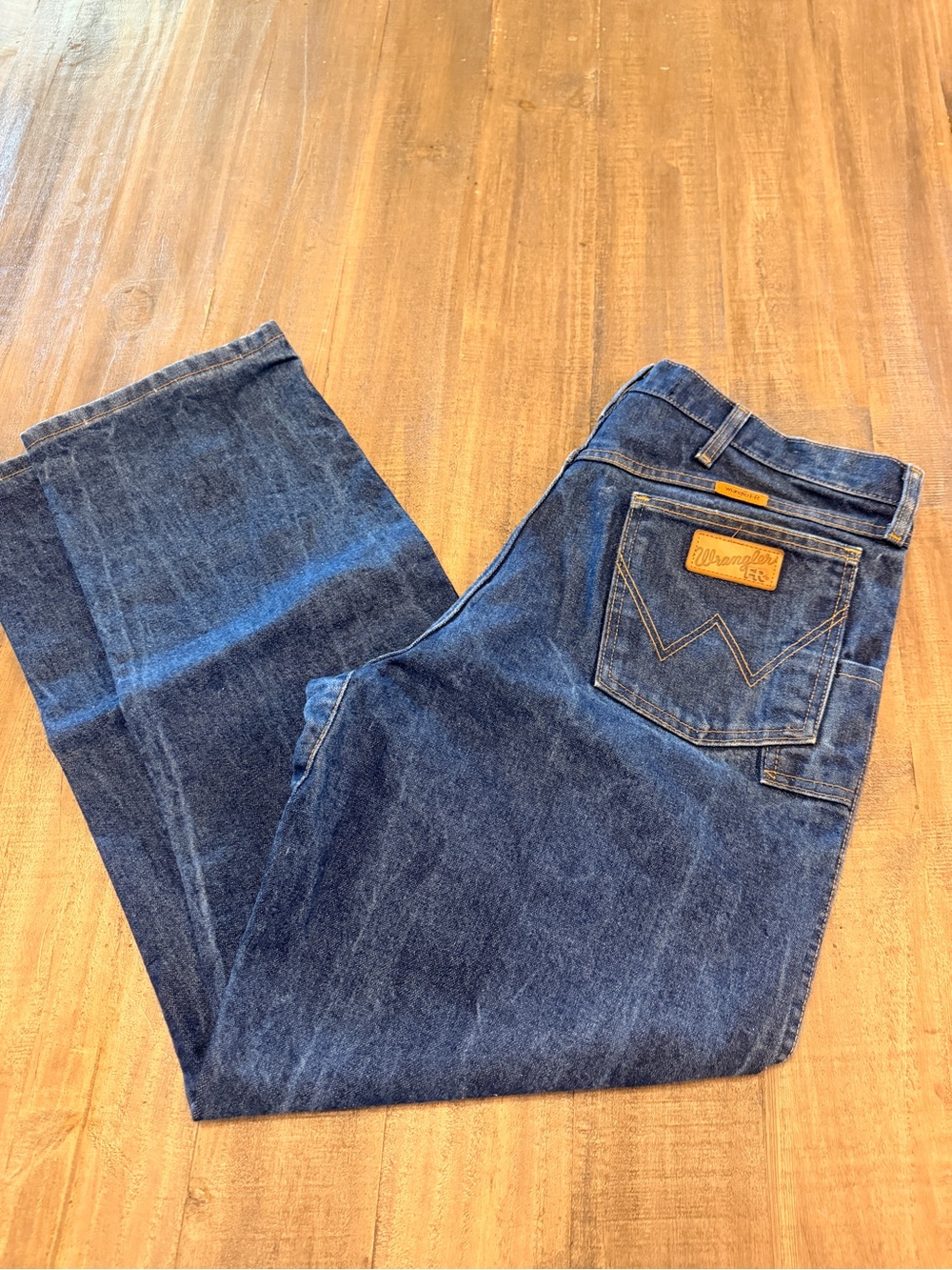 Men's Wrangler FR Flame Resistant Dark Wash Denim Blue Work Jeans Sz 36 x 32